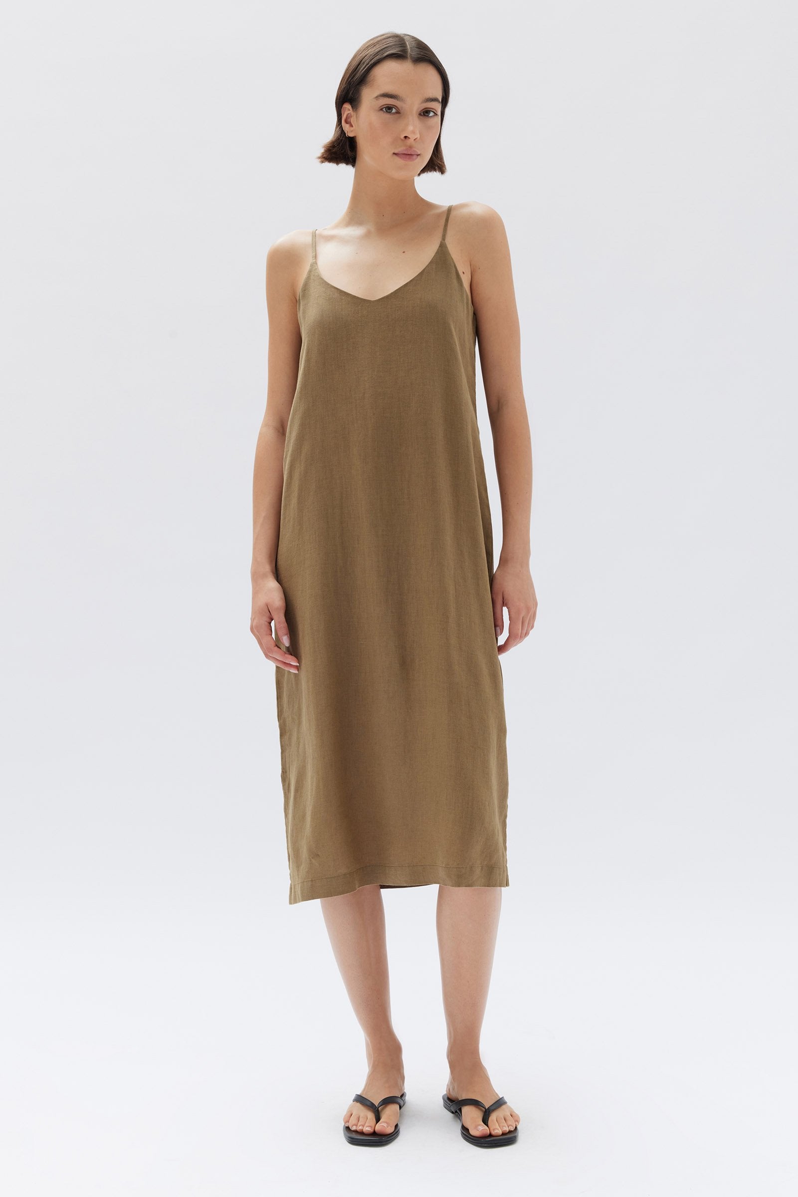 Assembly label linen new arrivals slip dress black
