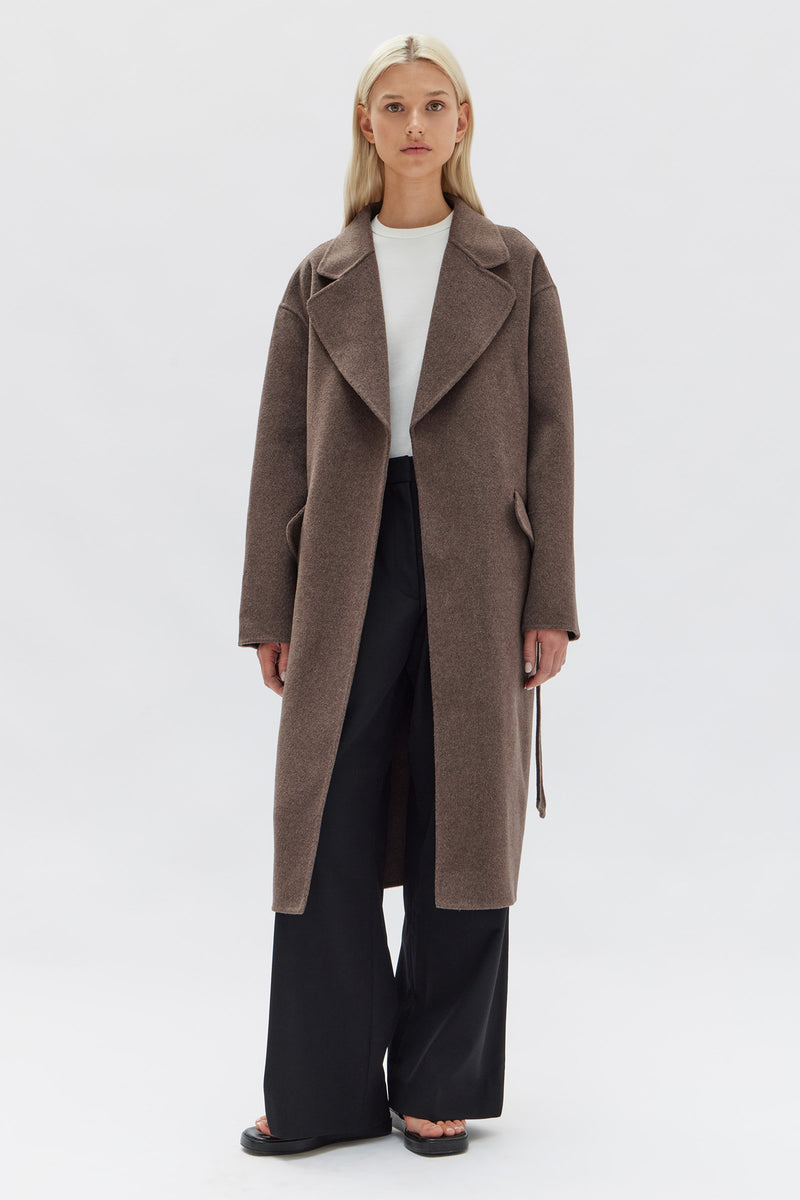 Womens Sadie Wool Coat Cocoa Marle Assembly Label