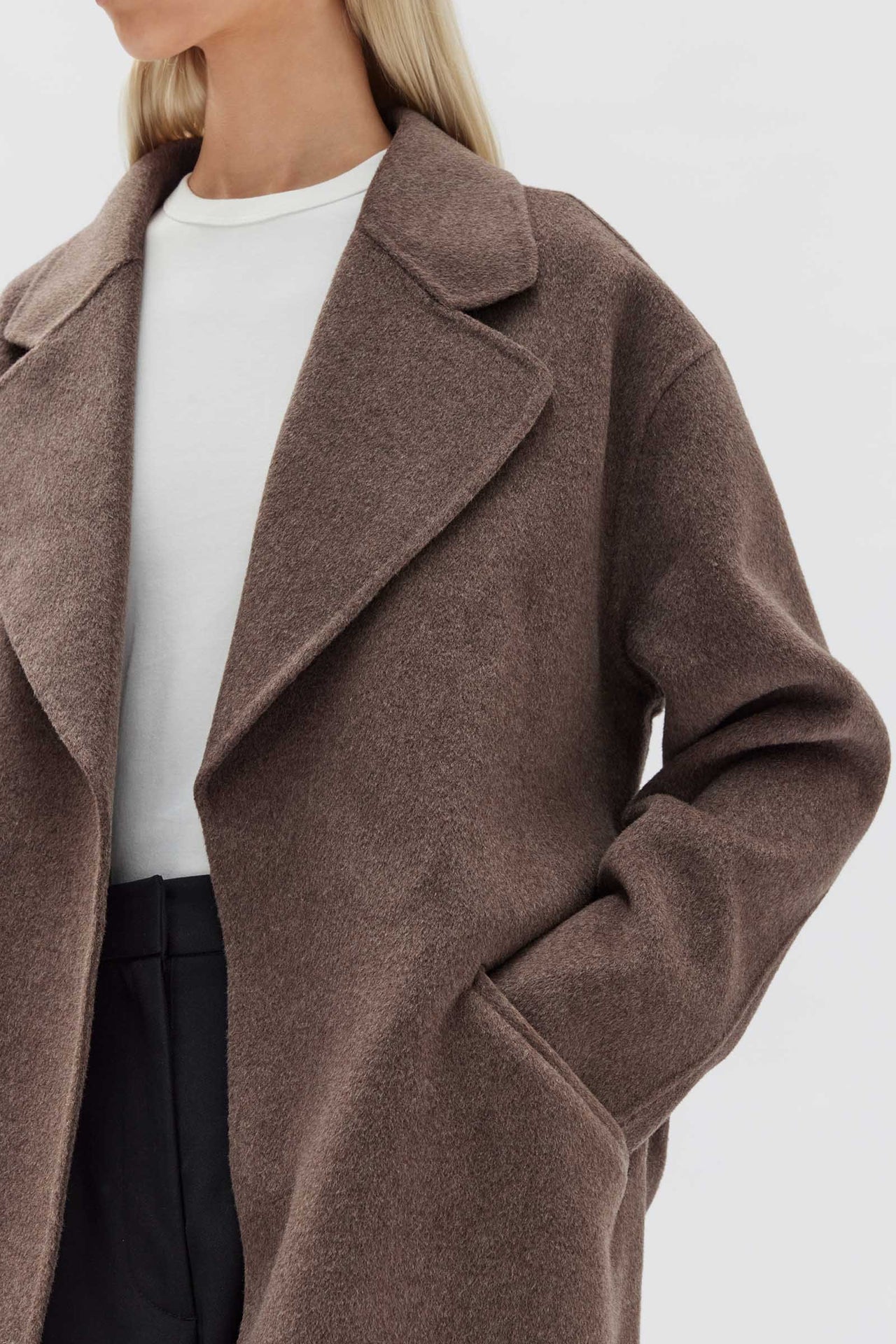 Womens Sadie Wool Coat Cocoa Marle Assembly Label