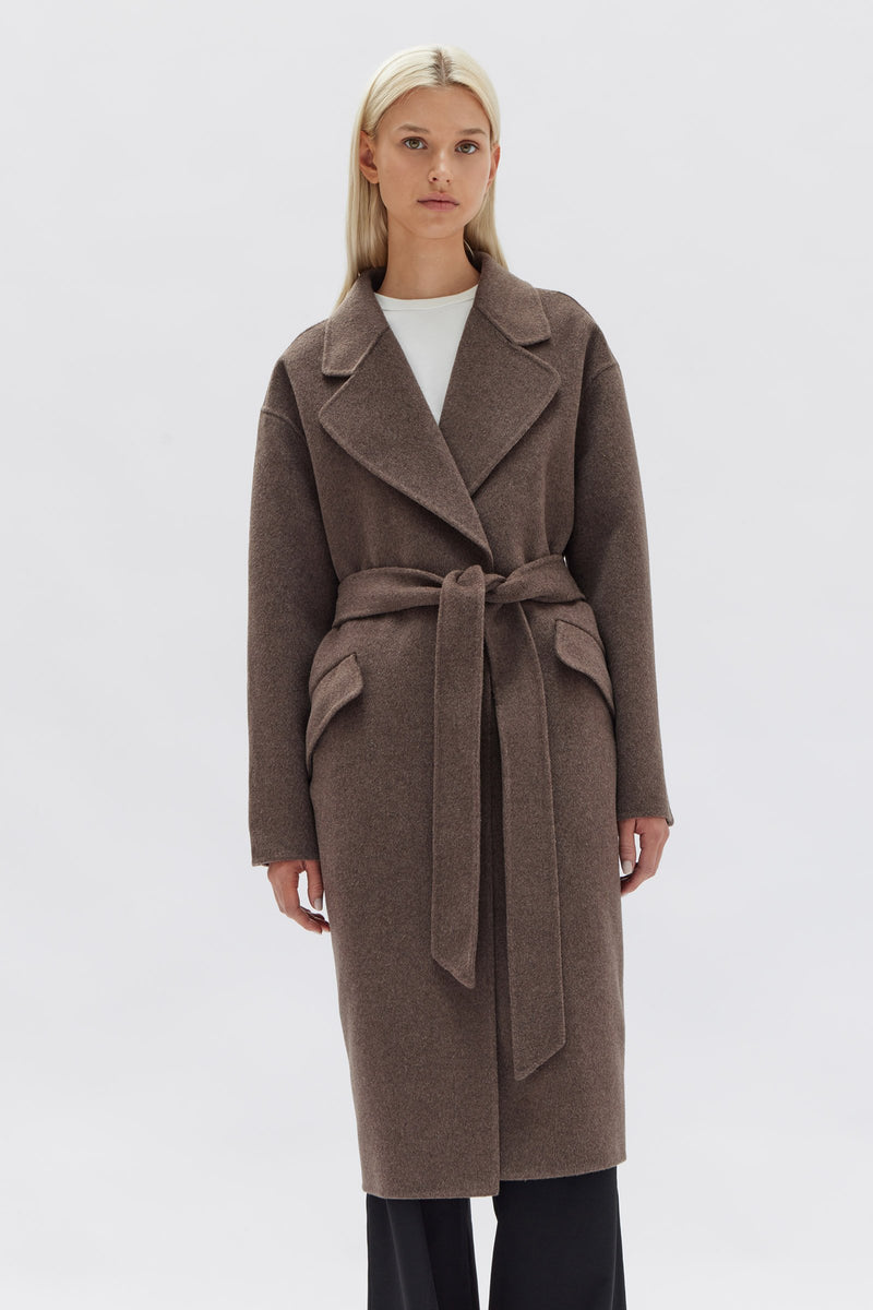 Womens Sadie Wool Coat Cocoa Marle Assembly Label