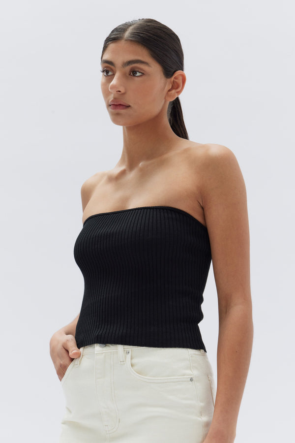 Ribbed strapless top top