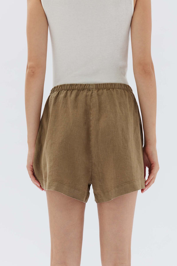 Khaki linen discount shorts womens