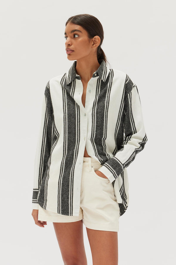 Black white clearance striped shirt womens