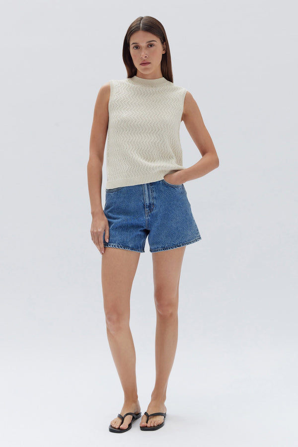 Womens Veda Knit Top Stone