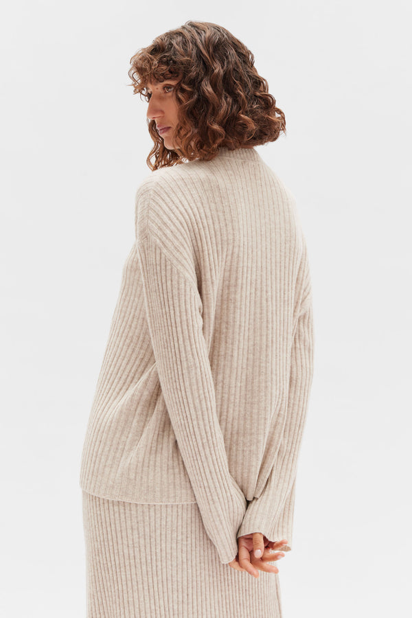 Womens Wool Cashmere Rib Top Oat | Assembly Label