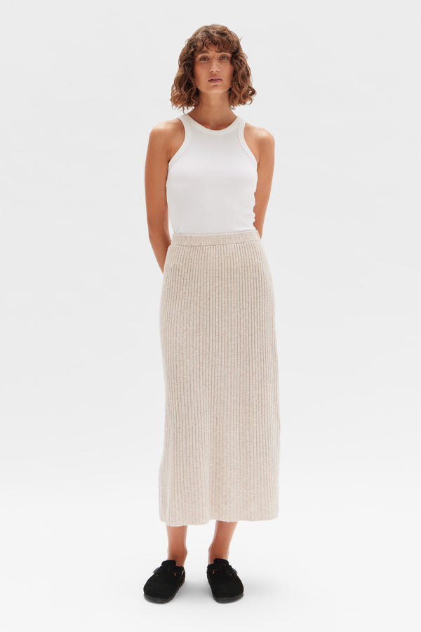 Wool Cashmere Rib Skirt